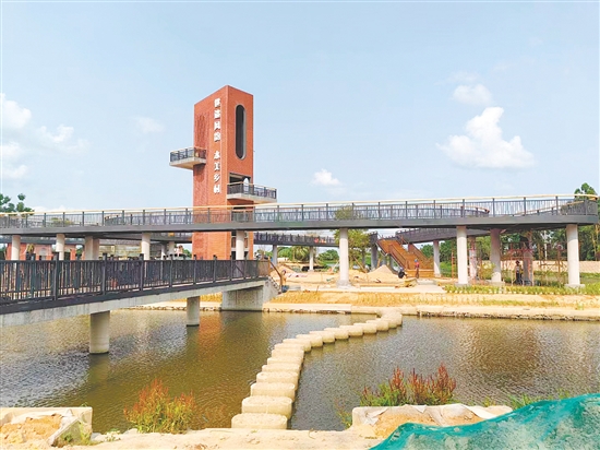 開平市以入選全國水系連通及水美鄉(xiāng)村建設(shè)縣為契機(jī)，完善水經(jīng)濟(jì)場景建設(shè)。圖為水美鄉(xiāng)村（塘口舊圩節(jié)點(diǎn)）項(xiàng)目。