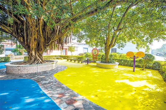 鶴山推動村居小公園環(huán)境整治，為群眾提供舒適的生活環(huán)境。圖為位于桃源鎮(zhèn)的一處口袋公園。